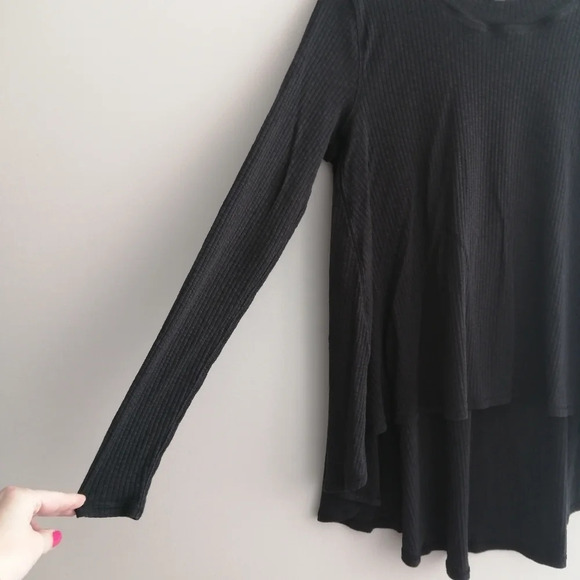 Lululemon Dare to Drape Ribbed Black Long Sleeve Hi Low Hem Tencel Cotton Small - Picture 5 of 16